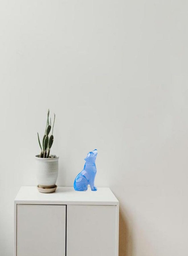 ALHBEJT 2 inch Crystal Wolf Statue Wolf Figurine Animal Sculpture Healing Stone for Meditation Home Decor Gifts (Blue) - Image 3
